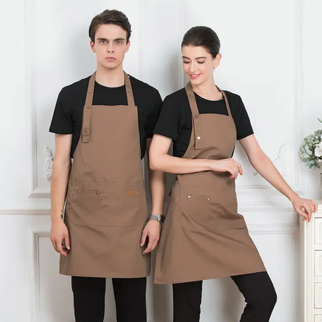 Unisex Apron with Pockets Adjustable Neck Strap, Durable Polyester for Kitchen, Cafe & Salon Use.- Furaha Finds Kenya