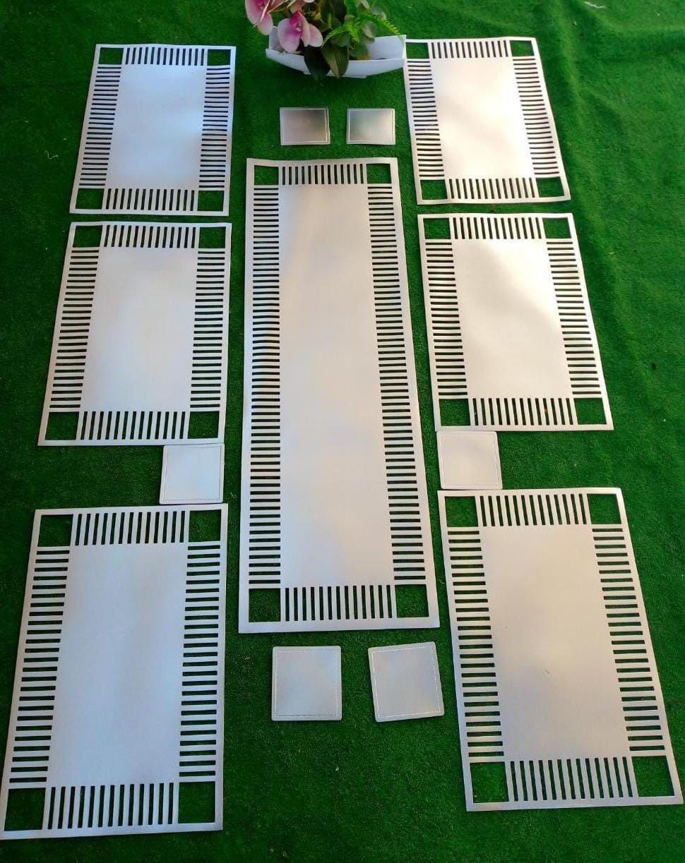 Silver Classy Placemats Set with Table Runner and Optional Coasters