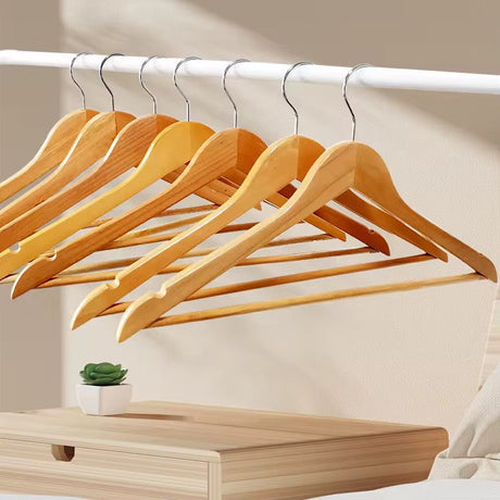 10pcs Wooden Clothes Hangers Heavy Duty Non-Slip Wardrobe Organizer