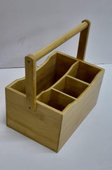 Portable Bamboo Countertop Cutlery Organizer with Handle