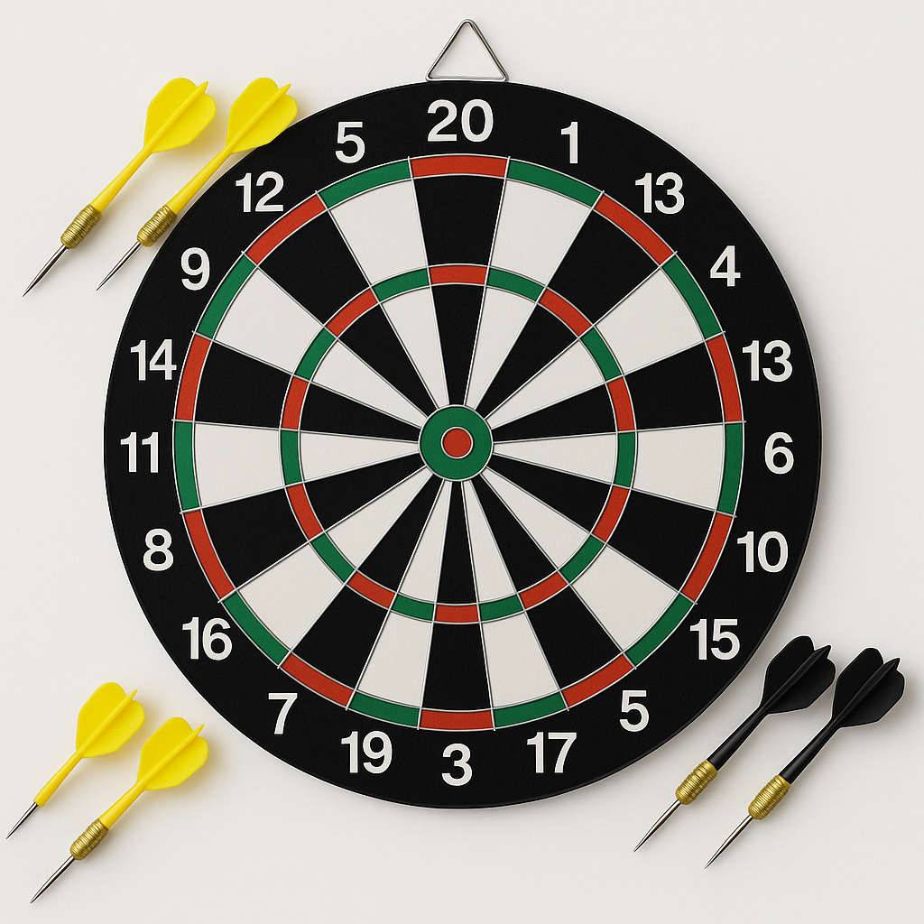Classic Dart Board Set with 2 Pairs of Arrows Indoor Game for All Ages