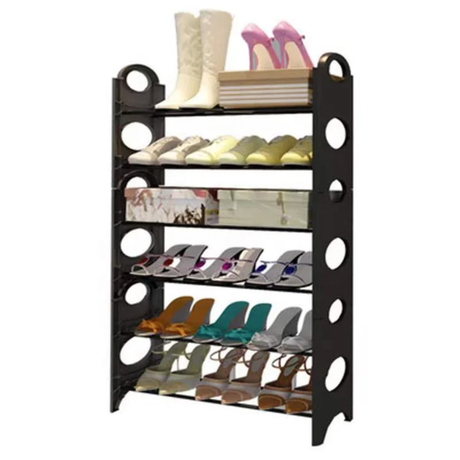 50 Pairs Folding Stackable Plastic Shoe Rack 10 Tier DIY Shoe Organizer