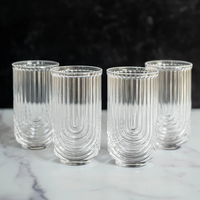 Unique Ribbed Aesthetic Glassware Set (6 Pieces) Kitchen ware