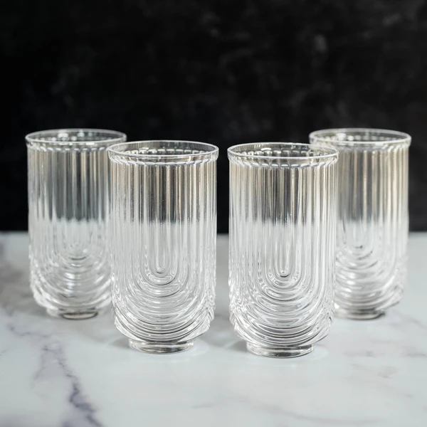 Unique Ribbed Aesthetic Glassware Set (6 Pieces) Kitchen ware