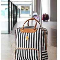 Quality Striped Wheeled Travel Bag High Capacity Waterproof Design Suitcases