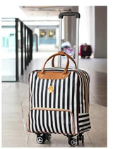Quality Striped Wheeled Travel Bag High Capacity Waterproof Design Suitcases