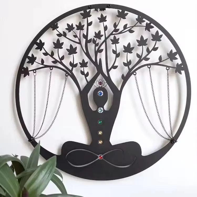 Yoga Meditation European Handmade Metal Wall Decor Visual Artwork