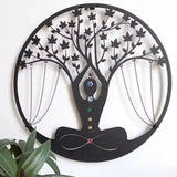 Yoga Meditation European Handmade Metal Wall Decor Visual Artwork