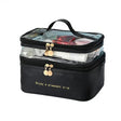 Double Layer PU Leather & PVC Cosmetic Bag Cosmetic Bags & Cases Cosmetic & Toiletry Bags