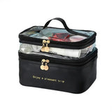 Double Layer PU Leather & PVC Cosmetic Bag Cosmetic Bags & Cases Cosmetic & Toiletry Bags