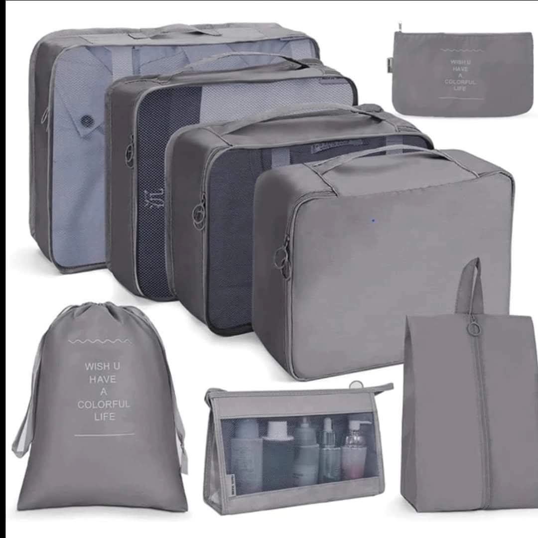 Furaha Finds 8pcs Travel Luggage Organizer Set with Toiletry Bag
