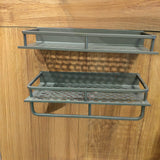 Bathroom Wall Shelf with Towel Bar – Matte Grey, Rustproof & Adhesive Mount