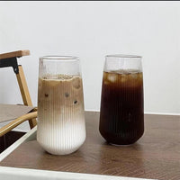 High Quality Borosilicate Ribbed Drinking Glasses – 480ml Clear Vertical Line Design (6pcs Set) Drinkware Sets