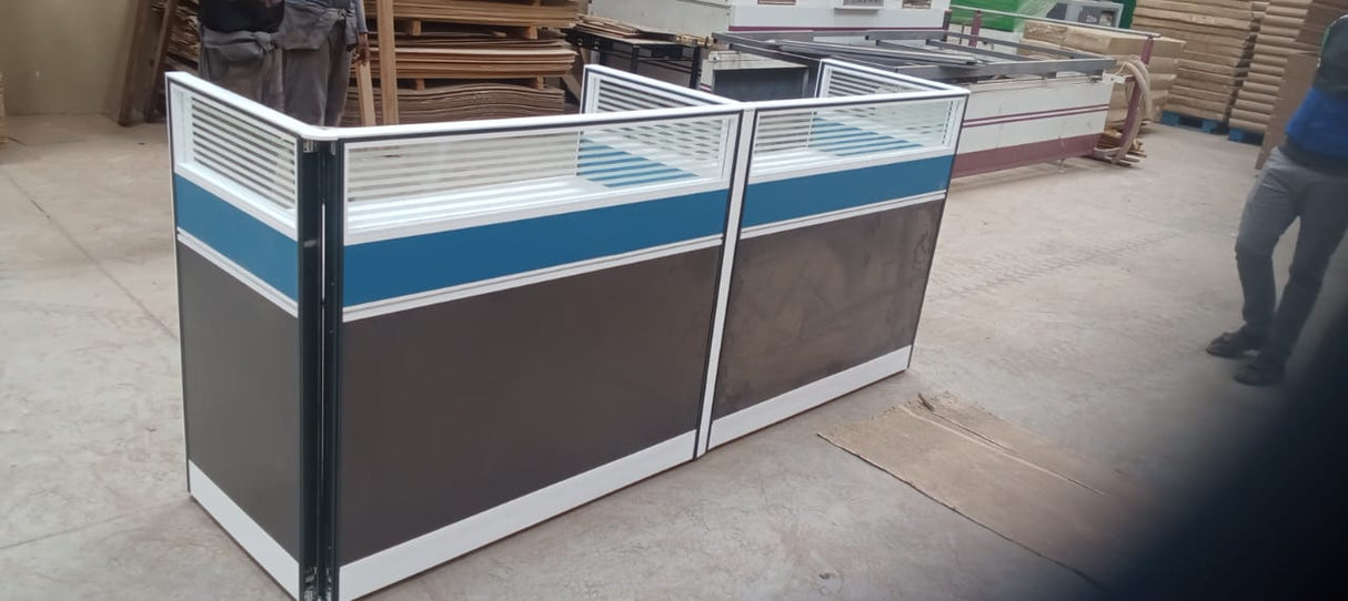 2-Person Office Workstation Desk with Privacy Panels – Modern Modular Design