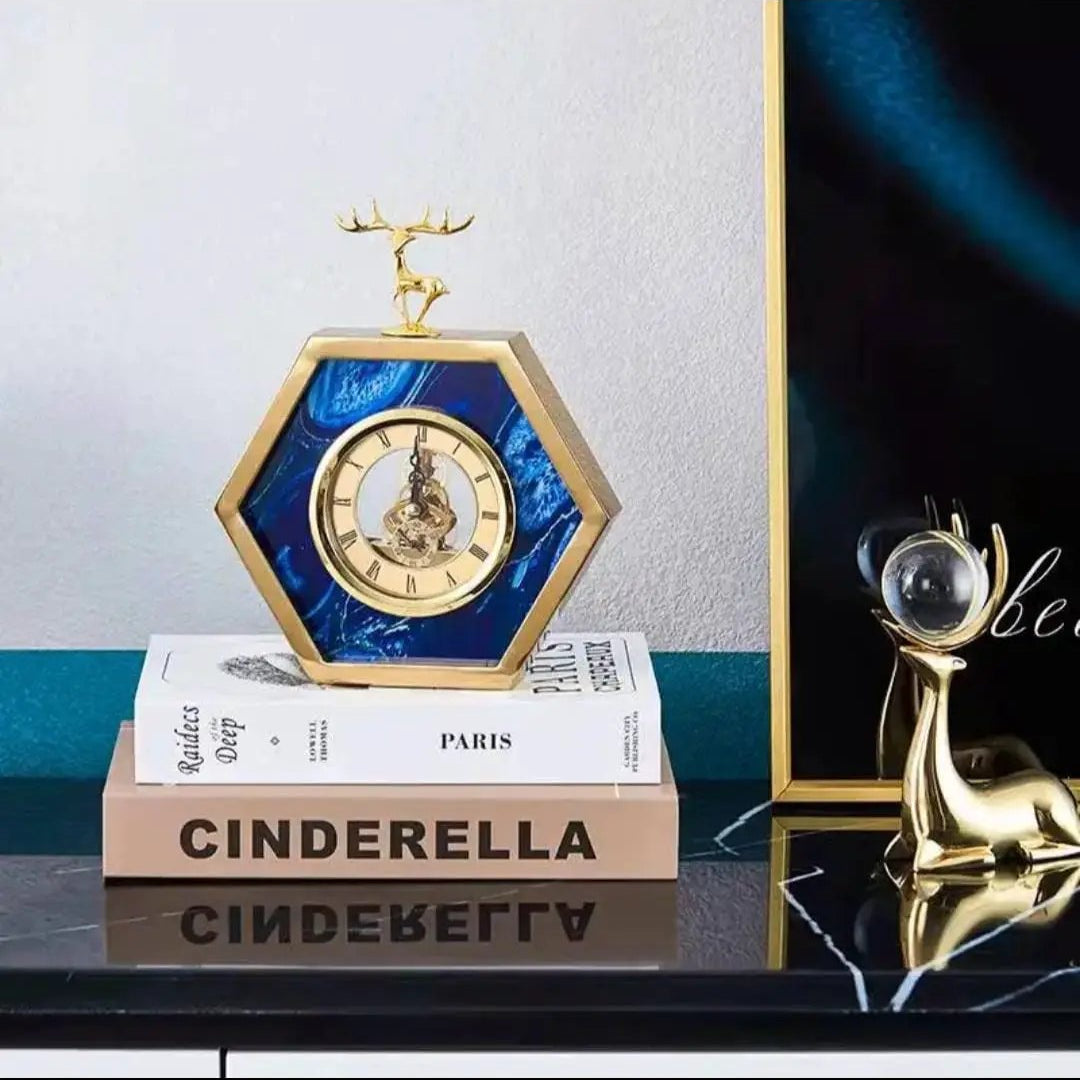 Elk Gold Blue Desktop Clock Desktop clock Desk Clocks