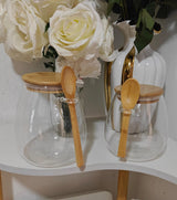 Glass Storage Canisters with Bamboo Spoon & Airtight Lid