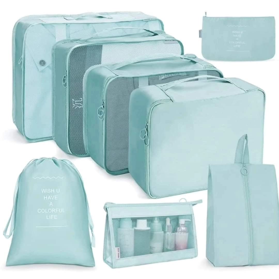 Furaha Finds 8pcs Travel Luggage Organizer Set with Toiletry Bag
