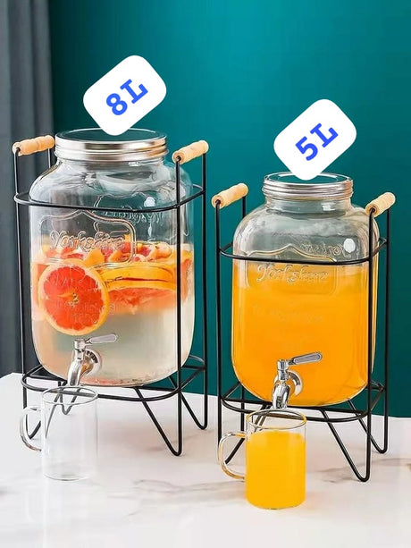Glass Juice Dispenser with Metallic Stand Available in 5L & 8L- Furaha Finds Kenya