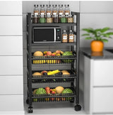 Big Size Heavy Duty Carbon Coated Multipurpose 5-Layer Rack with Wheels