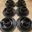 Black Ceramic 24pcs Dinner Set with Textured Modern Finish dinnerware Dinnerware Sets