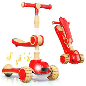 Foldable Kids Scooter with Seat LED Lights and Music Baby Gift Sets
