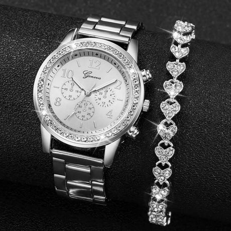 2 PC Geneva Ladies Watch Set Jewelry Sets