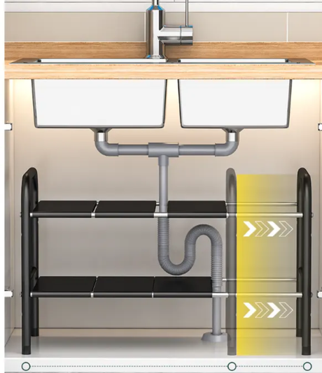 Under the Sink Adjustable 2-Tier Rack Multifunctional Kitchen, Bathroom, and Countertop Organizer.- Furaha Finds Kenya