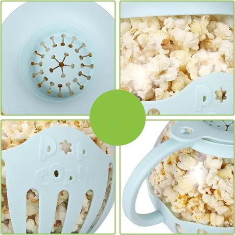 Microwave Popcorn Maker Borosilicate Glass, Quick 2-3 Minute Popper with Measuring Lid.
