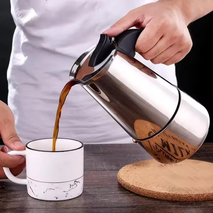600ml Stainless Steel Italian Espresso Coffee Maker 6 Cups