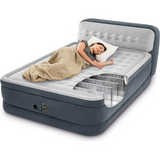 INTEX Dura Beam Queen Airbed with Built In Electric Pump and Supportive Headboard 18 Inch Raised Design,152*236*86cm.- Furaha Finds Kenya