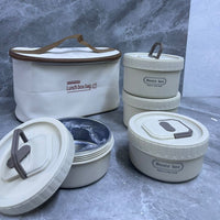 Lunch Box Set - Bento 4-Piece Stainless Steel Insulated Bowls with Lunch Bag Cream Kitchen & Dining Lunch Box Sets