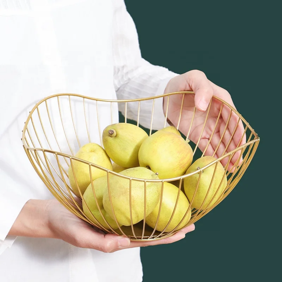 Golden Metal Fruit Basket – Decorative Table Centerpiece Bowl for Fruits and Snacks- Furaha Finds Kenya