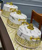 Premium Stainless Steel Gold Food Warmers Casserole Set – 3pcs Luxury Hotpots (2L, 2.5L, 3L)