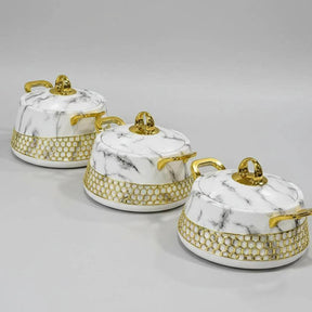 Premium Stainless Steel Gold Food Warmers Casserole Set – 3pcs Luxury Hotpots (2L, 2.5L, 3L)