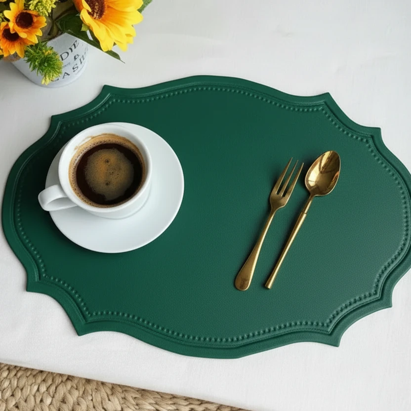 Nordic Leather Anti-Slip Table Mats – Heat Resistant PVC Placemats Set of 6 Tablemats Placemats
