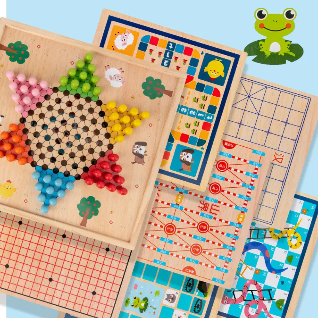 6in1 Wooden Board Game Set- Furaha Finds Kenya