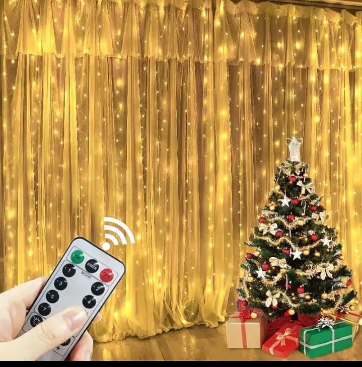 3M × 3M Curtain Lights with Remote 
Beautiful fairy string lights for festive décor
