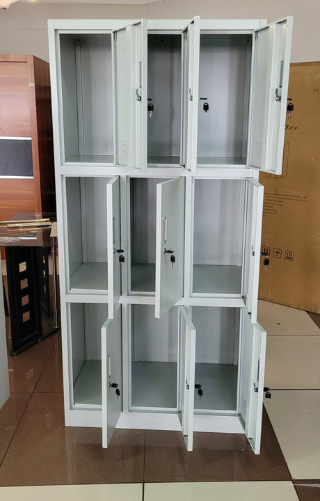 9-Door Metal Locker Cabinet – Secure Office and Home Storage