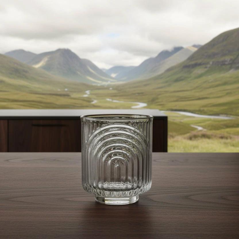 6 Pieces Unique Ribbed Glasses 350ml High Quality Drinking Glass Set Tumblers