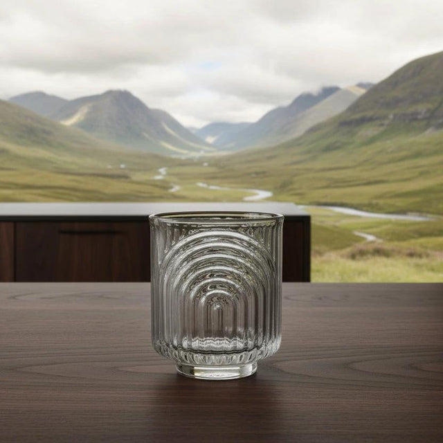 6 Pieces Unique Ribbed Glasses 350ml High Quality Drinking Glass Set Tumblers