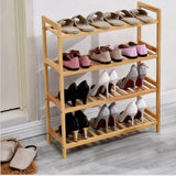 4-Layer Bamboo Shoe Rack – Compact and Elegant Entryway Organizer
