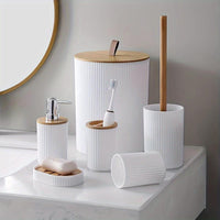 Luxury 6-Piece Bathroom Accessories Set Gold & Silver Round Design Bathroom Accessories Bathroom Accessory Sets