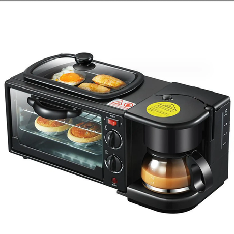 Nunix BE-12 3-in-1 Breakfast Maker 12L Oven, Coffee Maker & Nonstick Frying Pan Combo