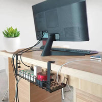 Adjustable Under Desk Cable Organizer Mesh Steel Tray 35×19×20cm