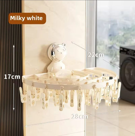Wall Mounted Clothes and Socks Rack Space Saving Laundry Organizer.