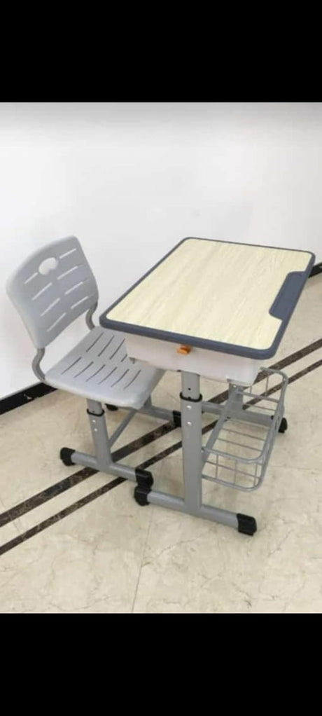 Adjustable Student Desk and Chair Set with Storage Basket and Ergonomic Backrest