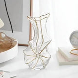 Gold-Trim Glass Flower Vase Vase Vases