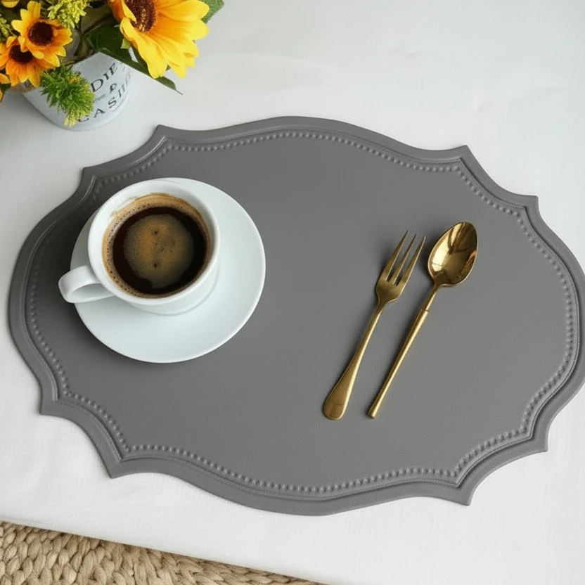 Nordic Leather Anti-Slip Table Mats – Heat Resistant PVC Placemats Set of 6 Tablemats Placemats