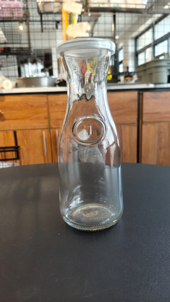 Transparent Aqua Water Pitcher 500ml/1000ml Borosilicate Glass Beverage Bottle with Color Lid Heat Resistant & Stylish.