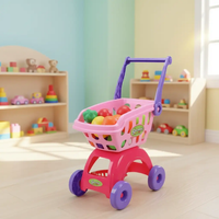 Kids Kitchen Playhouse Shopping Trolley / Supermarket Cart with Fruits Toy Tools